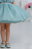 Aqua And Blush Pink Layered Party Frock For Girls