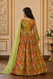 Green Floral Printed Lehenga Choli Set with Dupatta