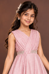Blush Pink Shimmer Party Gown For Girls