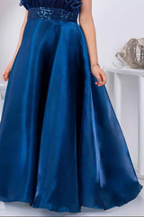 Designer Teal Blue Sequins Work Party Wear Gown For Girls