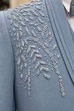Boys Sky Blue Embellished Coat Suit With Waistcoat And Bow Tie