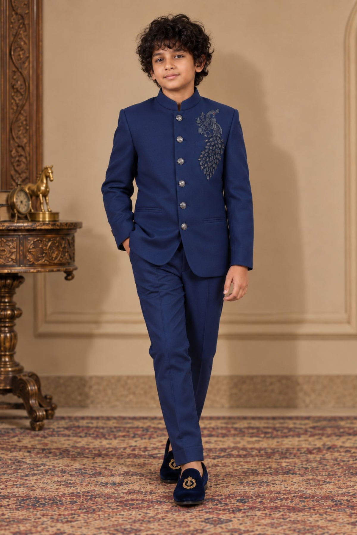 Classic Blue Jodhpuri Suit Set For Boys