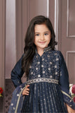 Grey Embroidered Long Ethnic Gown with Dupatta For Girls
