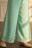 Pista Green Embroidered Palazzo Set with Jacket For Girls
