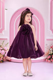 Purple 3D Floral Party Wear Frock for Girls