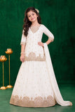 Girls Ivory Gold Embellished Lehenga Choli Set With Dupatta