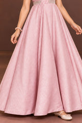 Blush Pink Shimmer Party Gown For Girls