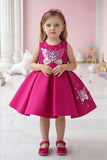 Baby Girls Rani Pink Butterfly Sequin Appliqué Party Wear Frock