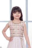 Cream Embroidered Lehenga Choli with Dupatta For Girls