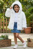 White Soft & Warm Faux Fur Jacket for Girls