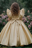 Gold Statement Bow Party Wear Gown for Girls