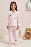 Girls Baby Pink Teddy Bear Print  Night Suit Set
