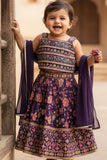 Purple With Multicolor Printed Ethnic Lehenga Choli For Girls