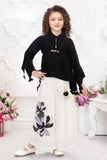 Black Top And Ivory Pants Set For Girls