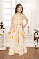 Lemon Printed And Sequined Palazzo Set For Girls