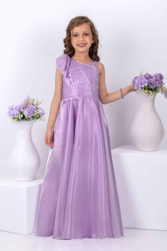 Designer Lavender Sequins Work Party Wear Gown For Girls