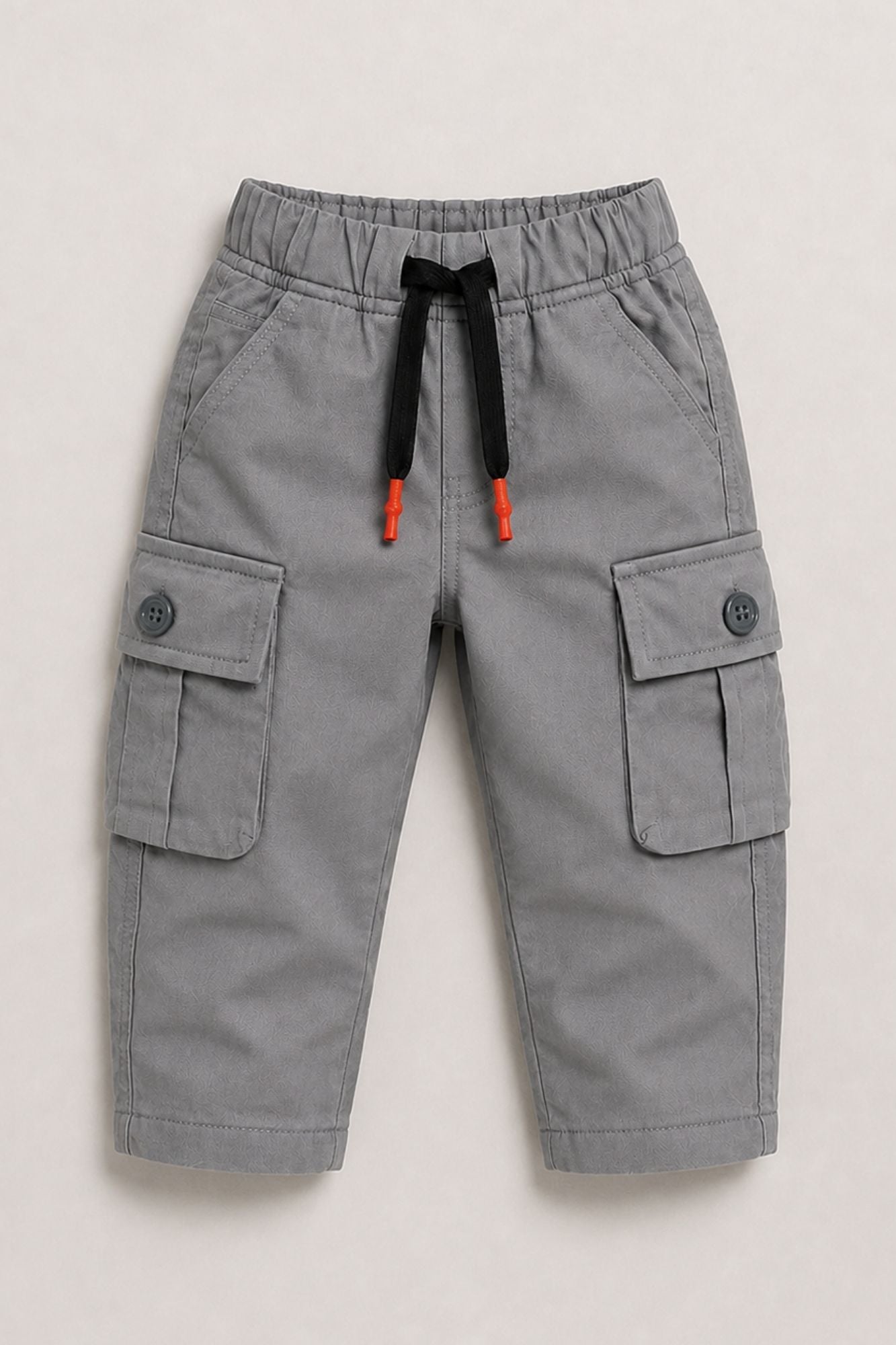 Grey Cargo Pants with Drawstring Waist