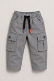 Grey Cargo Pants with Drawstring Waist