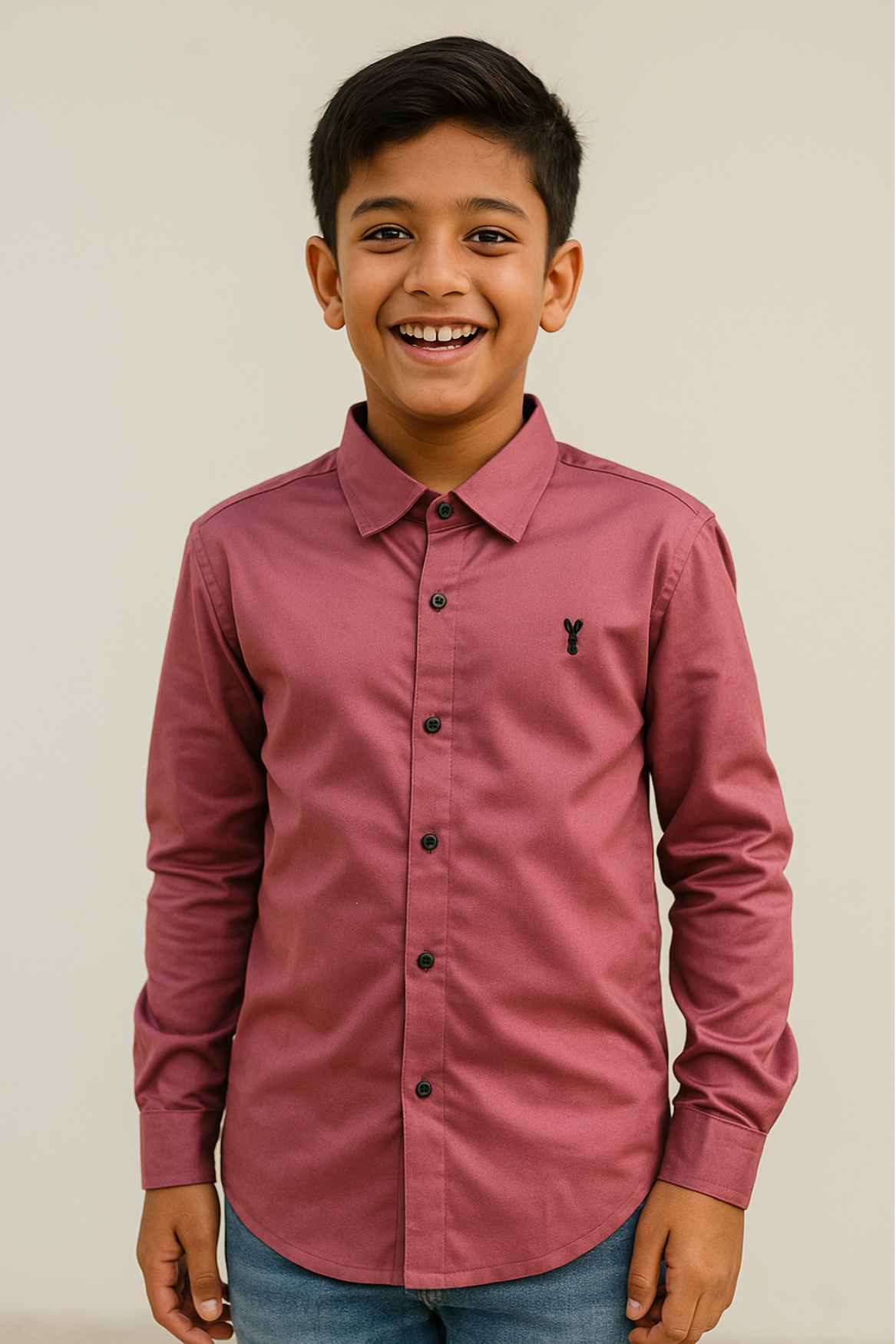 Solid Onion Pink Cotton Shirt For Boys
