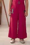 Red Sleeveless Wide-Leg Jumpsuit for Girls