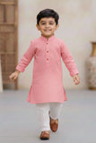 Pink Kurta with White Pajama Set For Boys