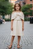 Fawn Off-Shoulder Bow Party Dress For Girls
