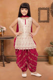 Cream and Maroon Patiala Set With Embroidered Kurti And Dupatta For Girls