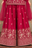 Girls Crimson With Gold Zari Embroidered Palazzo Set with Dupatta