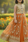 Gold Mastani Top With Orange Lehenga for Girls