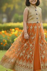 Gold Mastani Top With Orange Lehenga for Girls