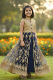 Gold Mastani Top With Navy Blue Lehenga for Girls