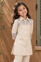 Cream Patchwork Casual Co-ord Set for Girls