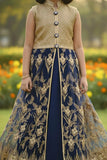 Gold Mastani Top With Navy Blue Lehenga for Girls