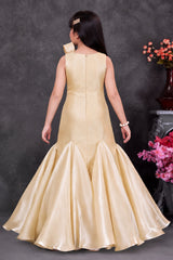 Girls Ivory Sequin Embellished One-Shoulder Mermaid Style Party Wear Gown
