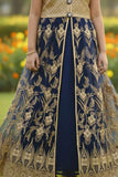 Gold Mastani Top With Navy Blue Lehenga for Girls