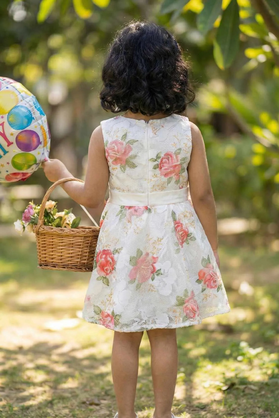 Ivory Floral Party Wear Frock for Girls