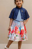 Navy Blue Floral Frock for Girls