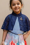 Navy Blue Floral Frock for Girls