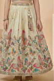 Cream Butterfly Embroidered Lehenga Choli Set For Girls