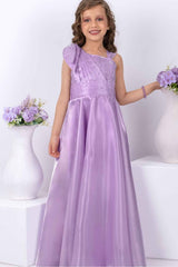 Designer Lavender Sequins Work Party Wear Gown For Girls