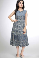 Grey Sequins Work And Printed Casual Dress For Girls