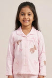 Girls Baby Pink Teddy Bear Print  Night Suit Set