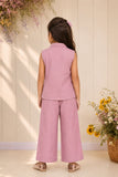 Dusty Lilac Floral Embroidered Shirt & Wide-Leg Co-Ord Set