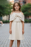 Fawn Off-Shoulder Bow Party Dress For Girls