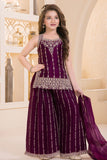 Wine Designer Embroidered Palazzo Set For Girls