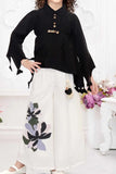 Black Top And Ivory Pants Set For Girls