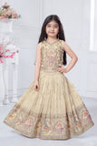 Cream Elephant Motif Lehenga Choli with Regal Zari Embroidery For Girls