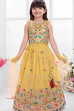 Mustard Lehenga Choli With Multicolor Embroidered for Girls