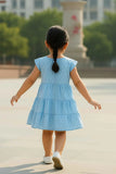 Elegant Blue Hakoba And Embroidered Frock For Girls