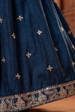 Girls Navy Blue Embroidered Lehenga Choli Set with Net Dupatta